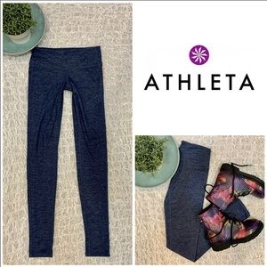 Athleta Shimmer Chaturanga Running Tights Yoga Barre Leggings Blue XS Gym Wear